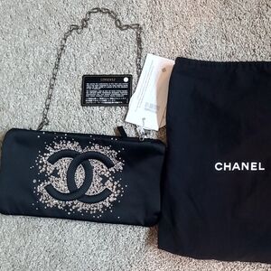 RARE Authentic Chanel Satin Diamante Evening Cluch